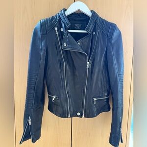Zara Black Leather Moto/Biker Jacket